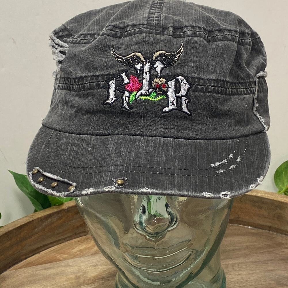 GRAY RTB Real Tough B itch Distressed Cap Hat Biker Babe Motorcycle H008